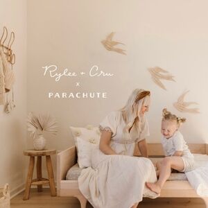 Rylee + Cru x Parachute White 100% Cotton Percale Suns Duvet Button Cover Twin